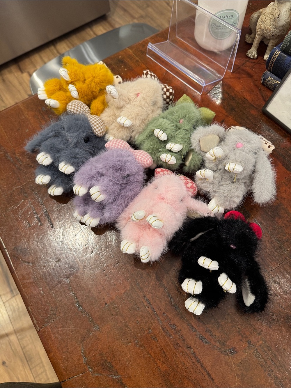 Plush Fur Bunny Charm Keychain - Assorted Colors